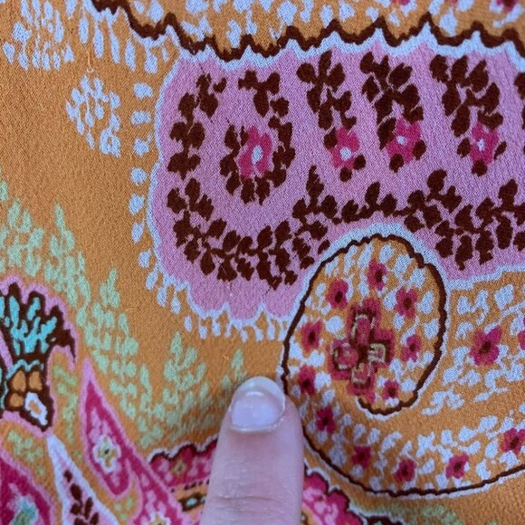 Ann Taylor Women's 90s y2k Vintage Silk Slip Dress Paisley Orange Pink  Mini 4 - Picture 12 of 13